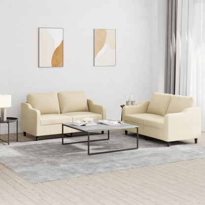 Set di Divani 2 pz con Cuscini Crema in Tessuto | homemem39
