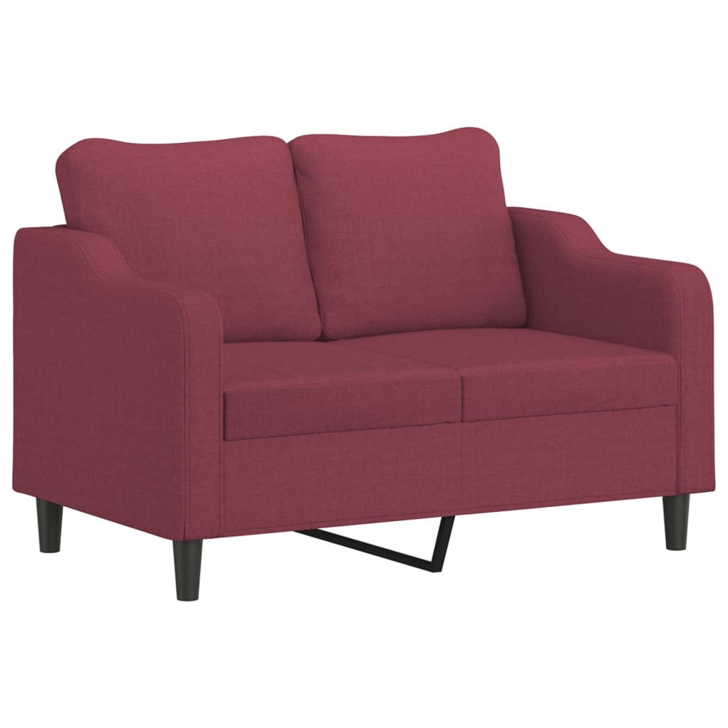 Set di Divani 2 pz con Cuscini Rosso Vino in Tessuto | homemem39