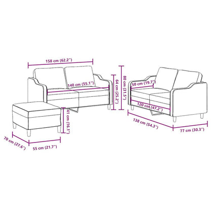 Set di Divani 3 pz con Cuscini Nero in Tessuto - homemem39