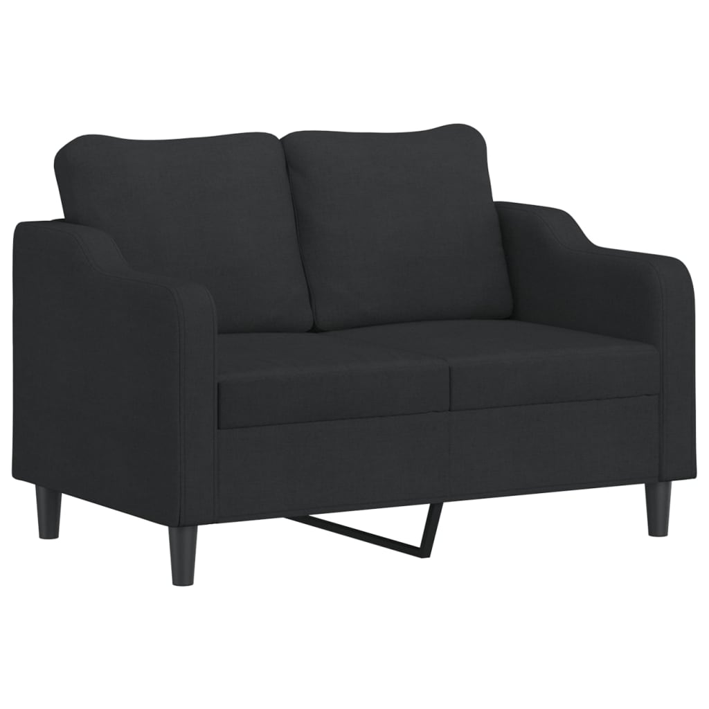 Set Divani 2 pz con Cuscini Nero in Tessuto | homemem39