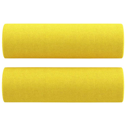 Set di Divani 2 pz con Cuscini Giallo Chiaro in Tessuto