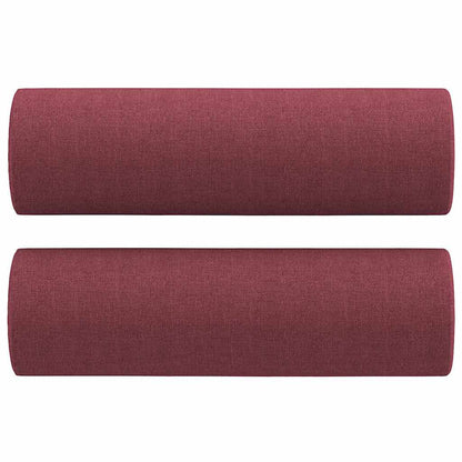 Set di Divani 3 pz con Cuscini Rosso Vino in Tessuto