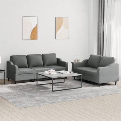 Set di Divani 2 pz con Cuscini Grigio Scuro in Tessuto | homemem39