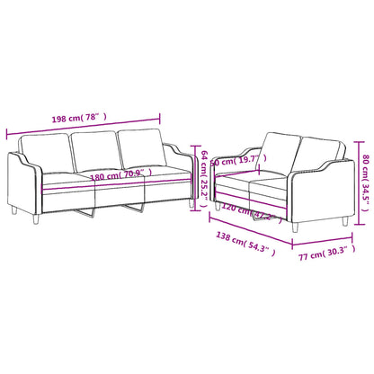 Set di Divani 2 pz con Cuscini Marrone in Tessuto | homemem39