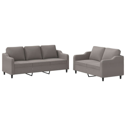 Set di Divani 2 pz con Cuscini Tortora in Tessuto | homemem39