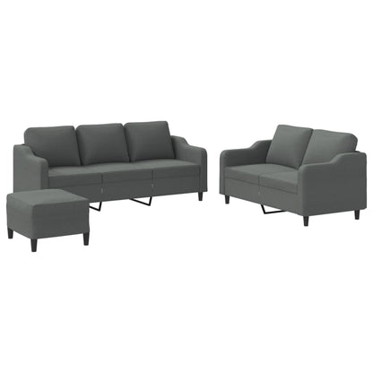 Set di Divani 3 pz con Cuscini Grigio Scuro in Tessuto | homemem39