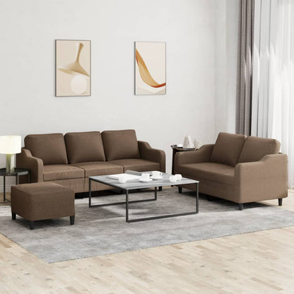 Set di Divani 3 pz con Cuscini Marrone in Tessuto | homemem39
