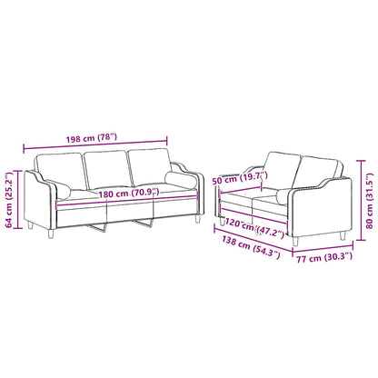 Set Divani 2 pz con Cuscini Grigio Chiaro in Tessuto | homemem39