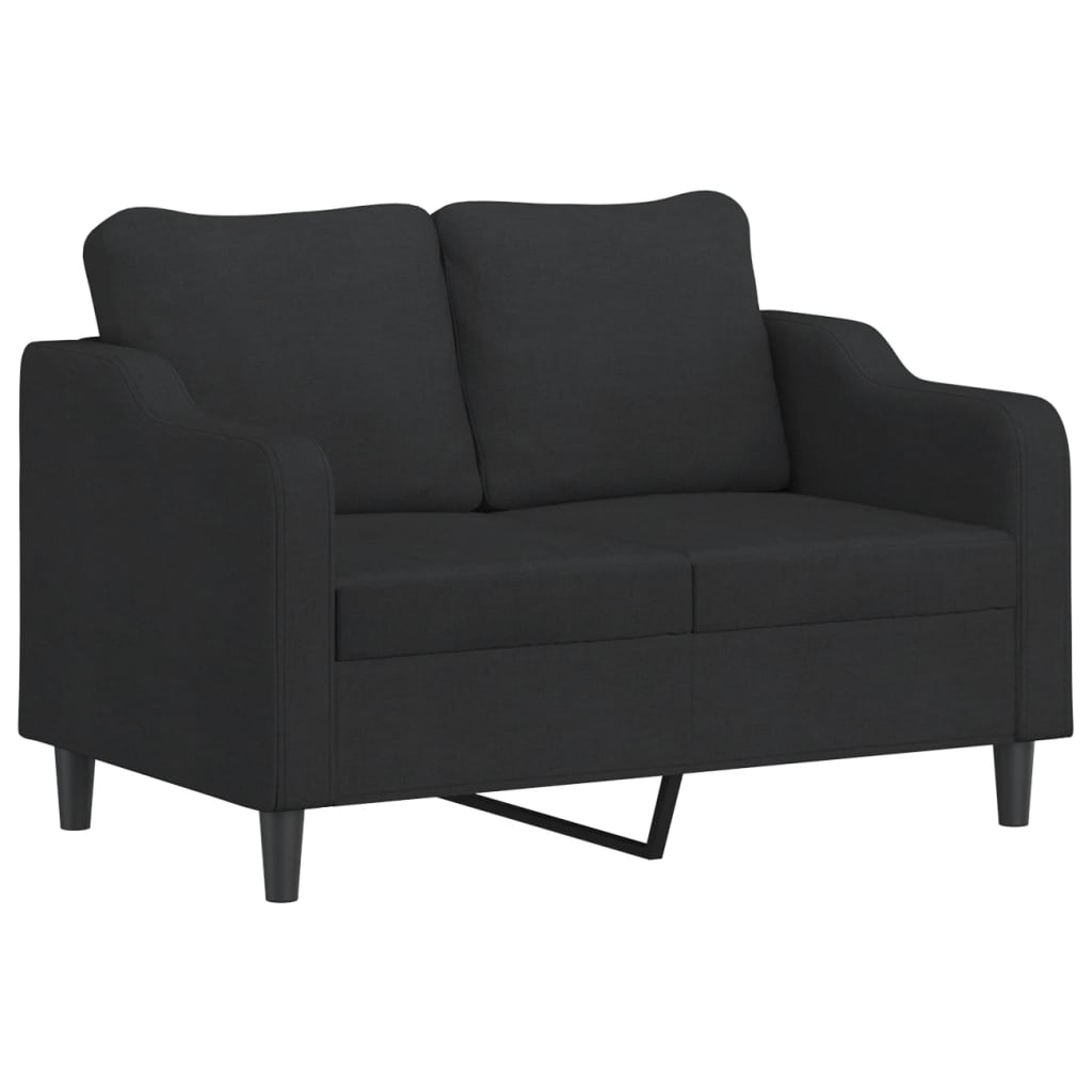Set Divani 2 pz con Cuscini Nero in Tessuto | homemem39