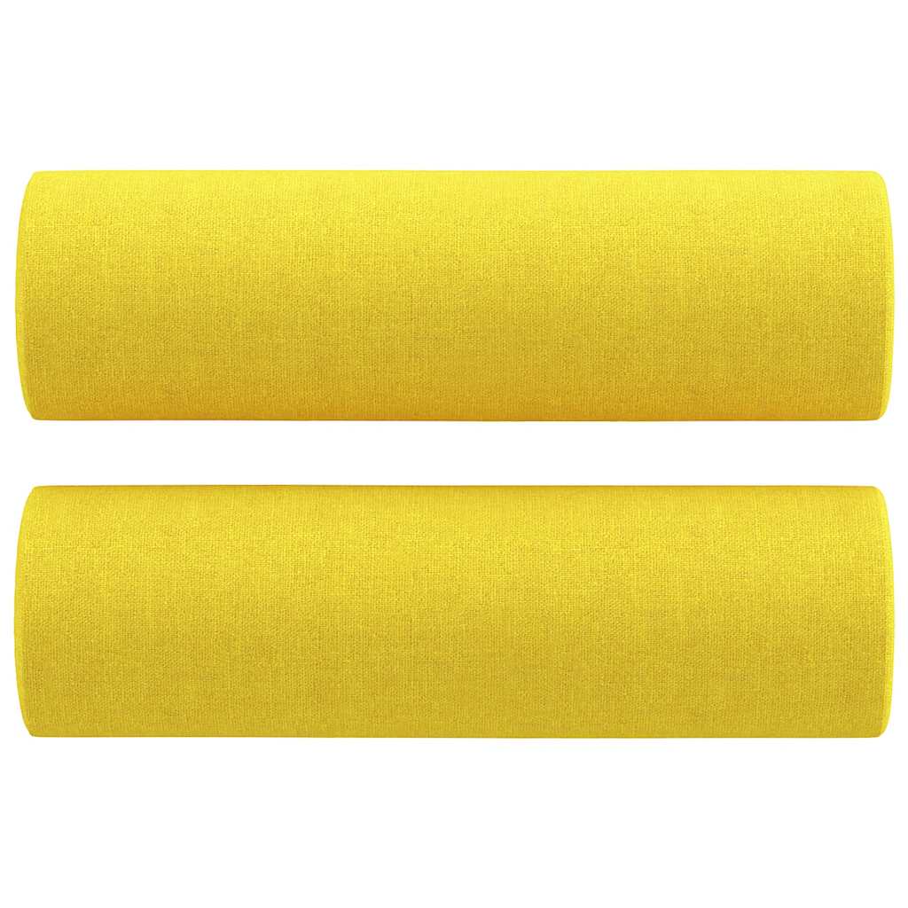Set di Divani 2 pz con Cuscini Giallo Chiaro in Tessuto