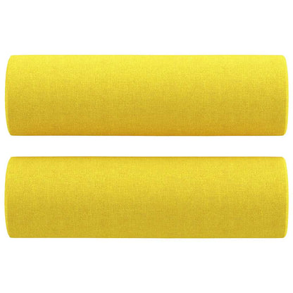 Set di Divani 2 pz con Cuscini Giallo Chiaro in Tessuto