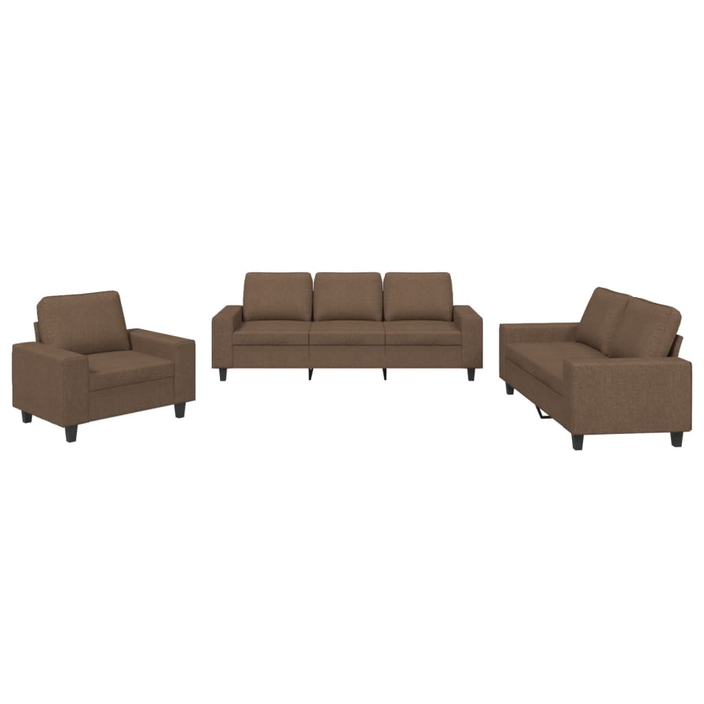 Set di Divani 3 pz Marrone in Tessuto | homemem39