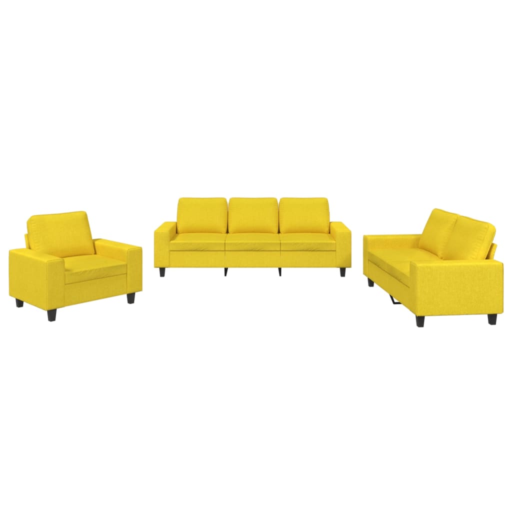 Set di Divani 3 pz Giallo Chiaro in Tessuto - homemem39