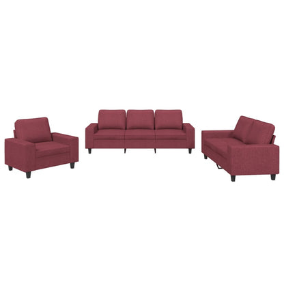 Set di Divani 3 pz Rosso Vino in Tessuto - homemem39