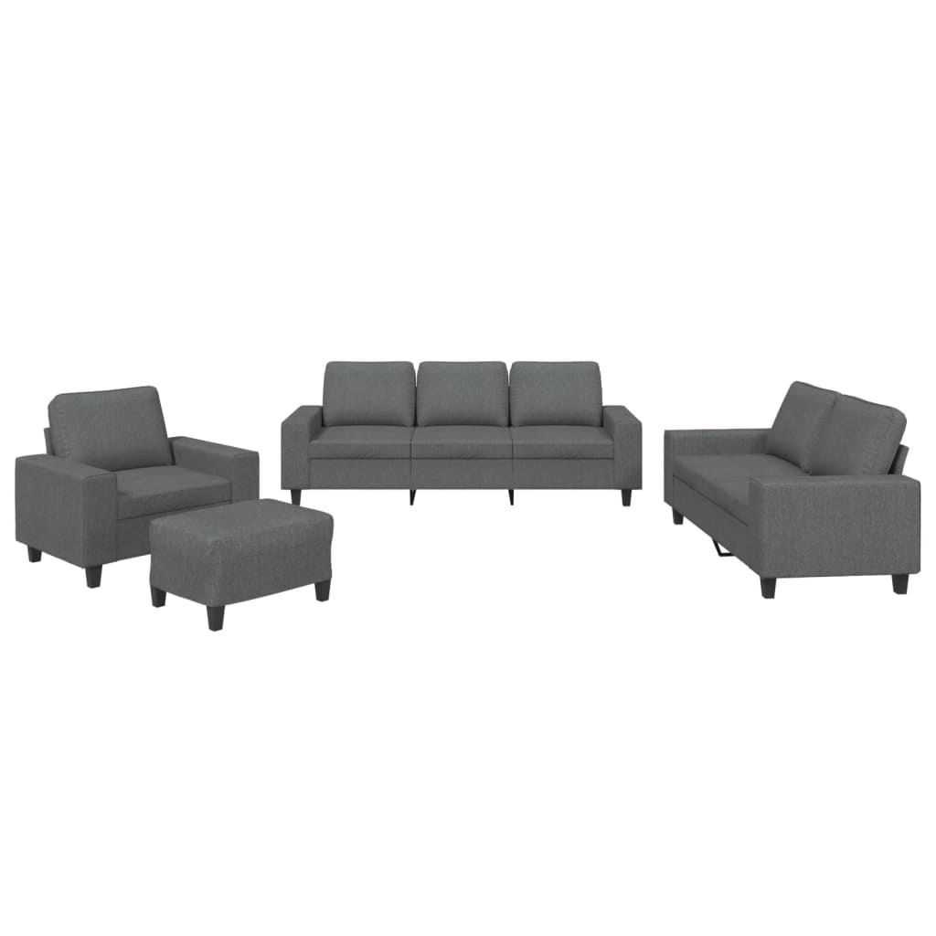 Set di Divani 4 pz Grigio Scuro in Tessuto | homemem39
