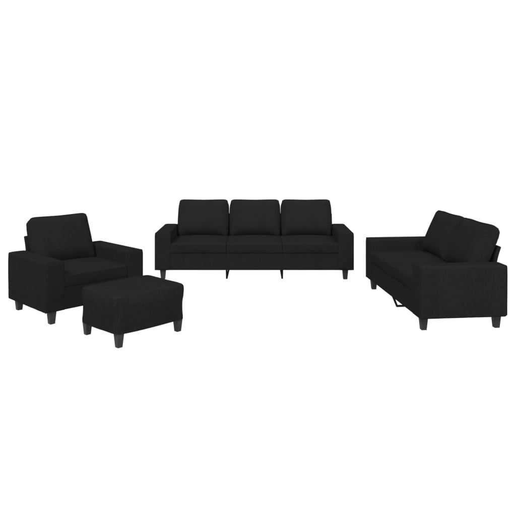 Set di Divani 4 pz Nero in Tessuto | homemem39