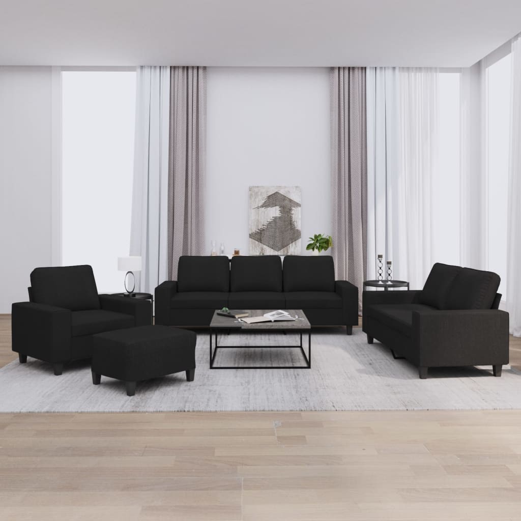 Set di Divani 4 pz Nero in Tessuto | homemem39