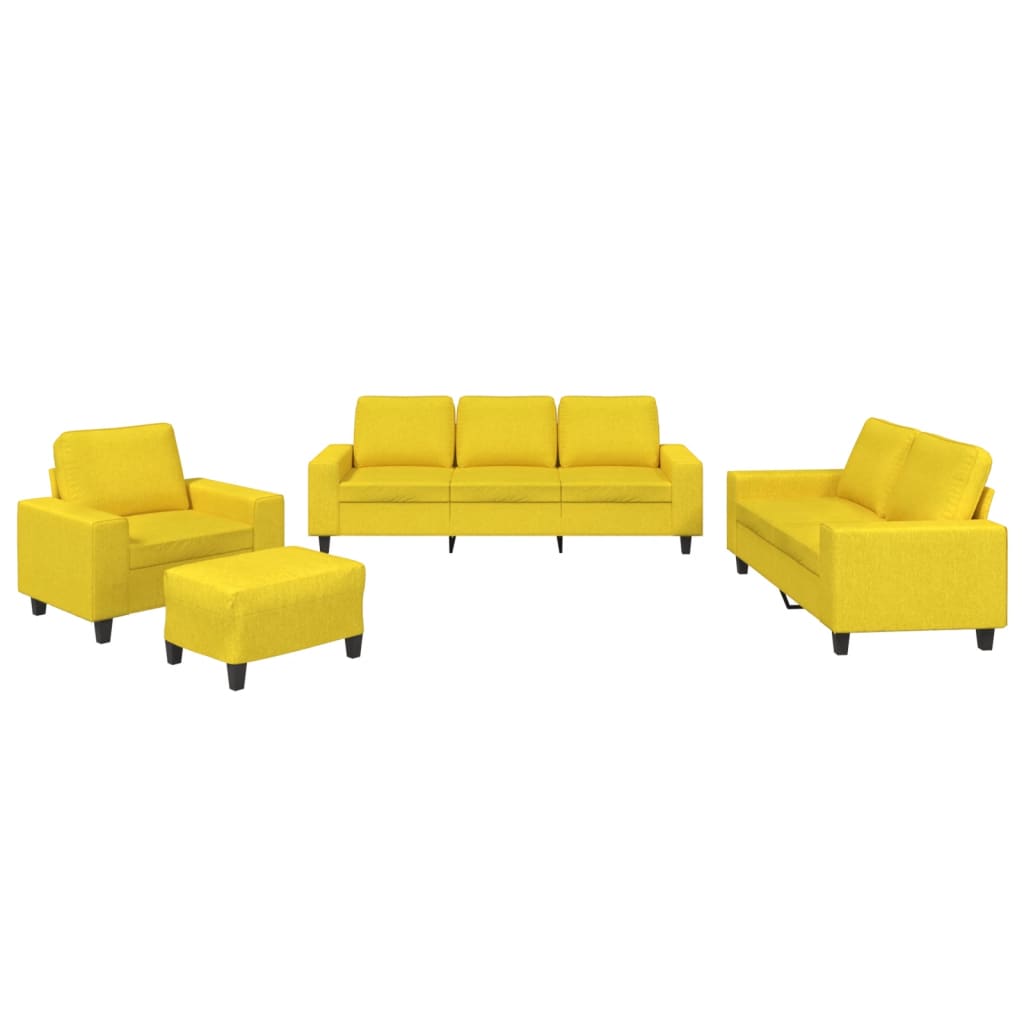 Set di Divani 4 pz Giallo Chiaro in Tessuto | homemem39