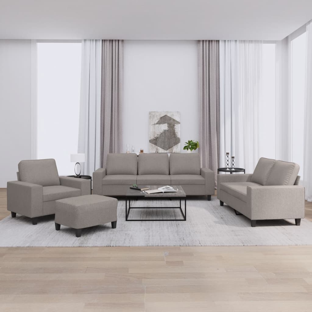 Set di Divani 4 pz Tortora in Tessuto | homemem39