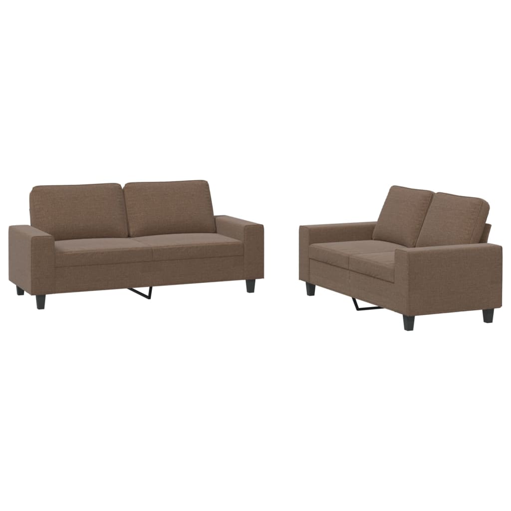 Set di Divani 2 pz Marrone in Tessuto | homemem39