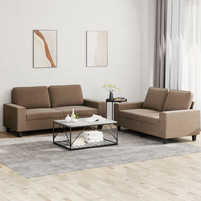 Set di Divani 2 pz Marrone in Tessuto | homemem39
