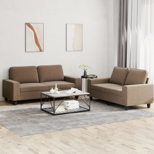 Set di Divani 2 pz Marrone in Tessuto | homemem39