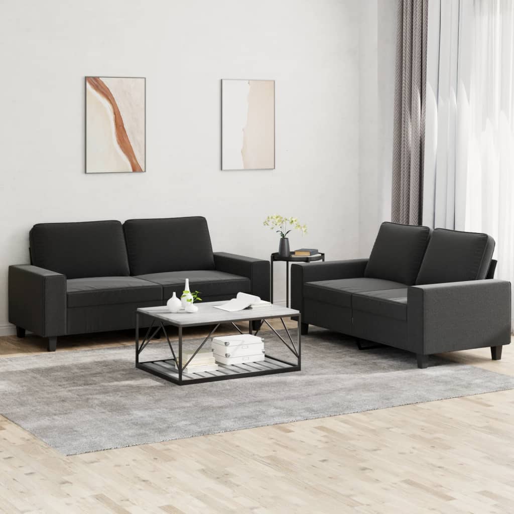 Set di Divani 2 pz Nero in Tessuto - homemem39