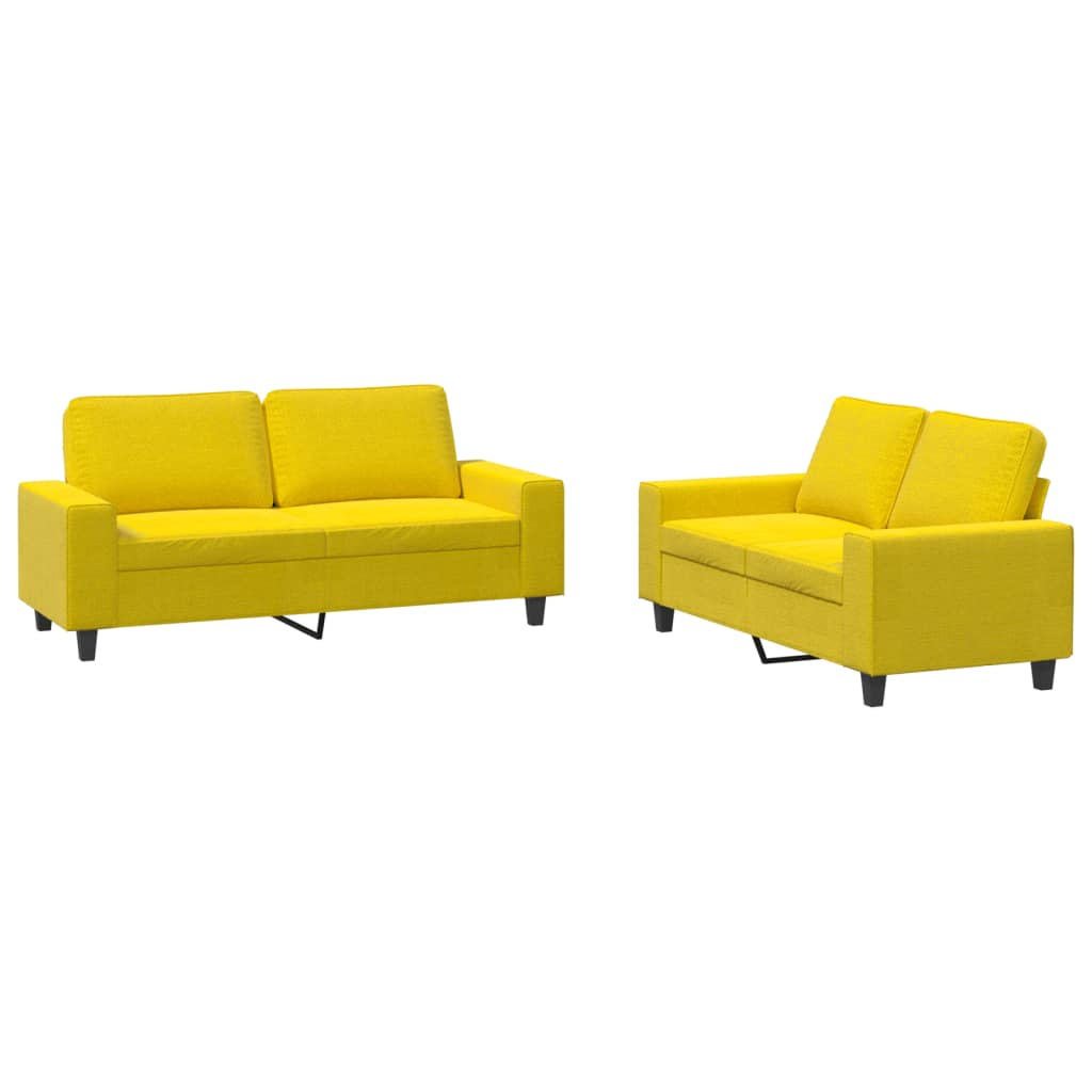 Set di Divani 2 pz Giallo Chiaro in Tessuto | homemem39