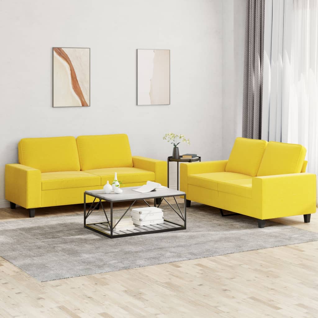 Set di Divani 2 pz Giallo Chiaro in Tessuto | homemem39