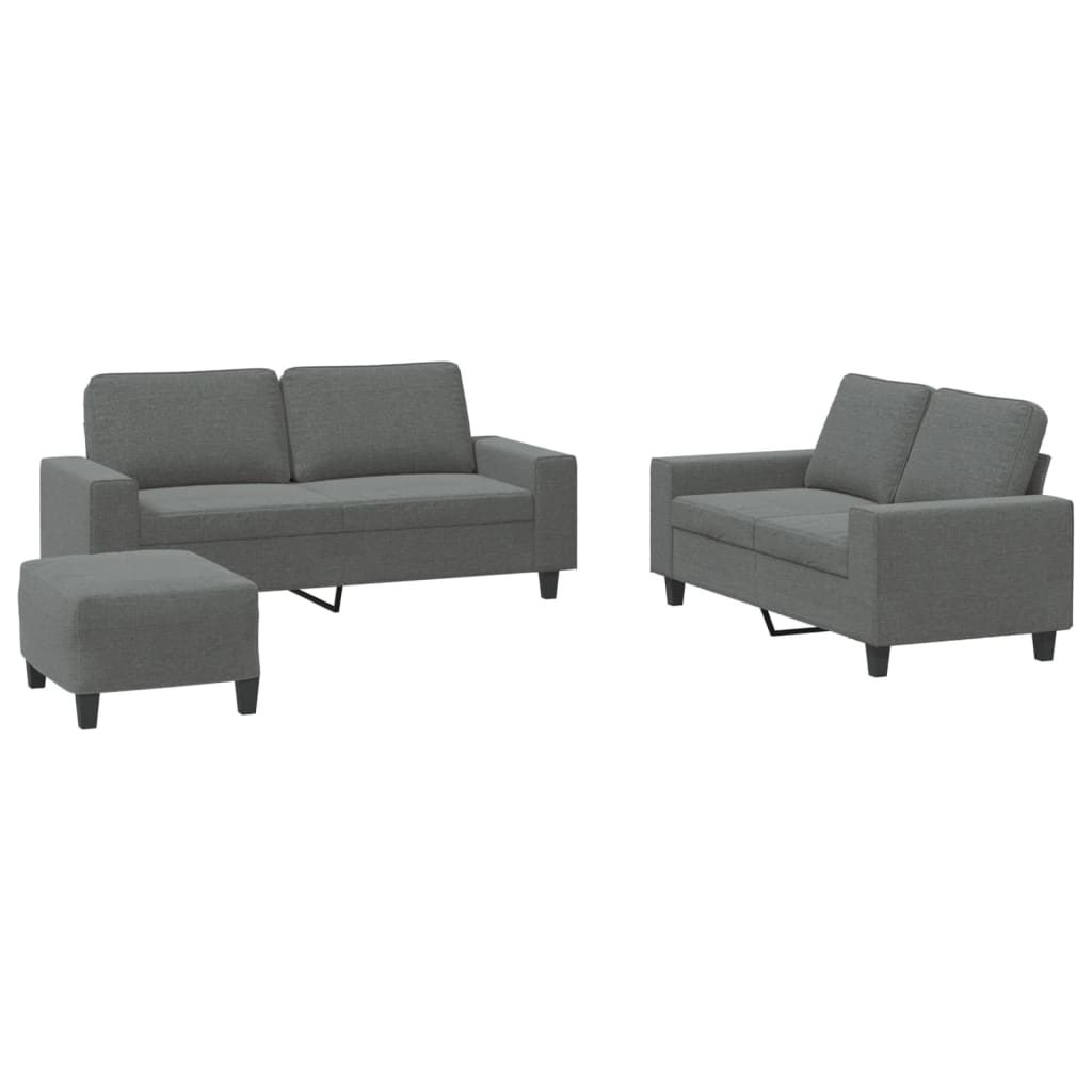 Set di Divani 3 pz Grigio Scuro in Tessuto | homemem39
