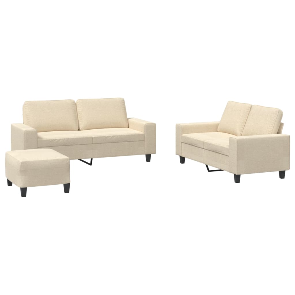 Set di Divani 3 pz Crema in Tessuto | homemem39