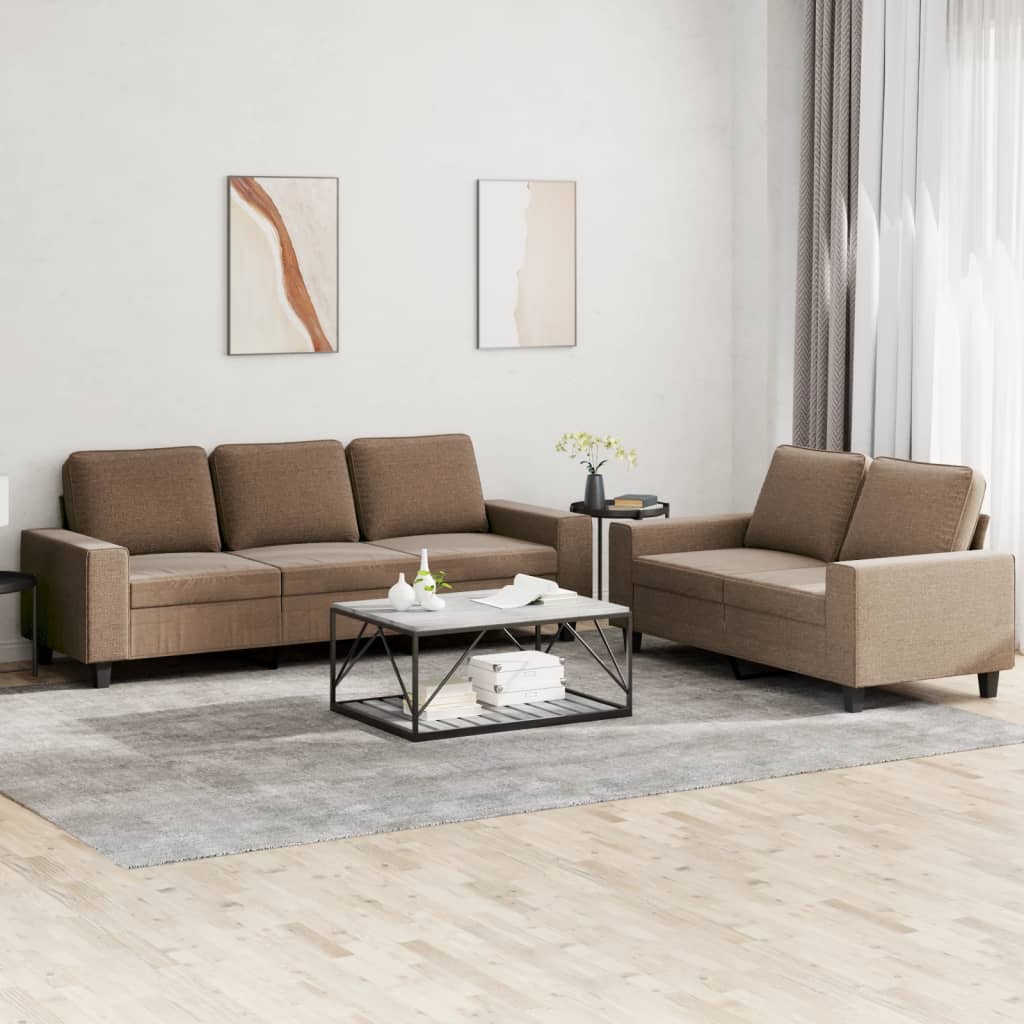 Set di Divani 2 pz Marrone in Tessuto | homemem39