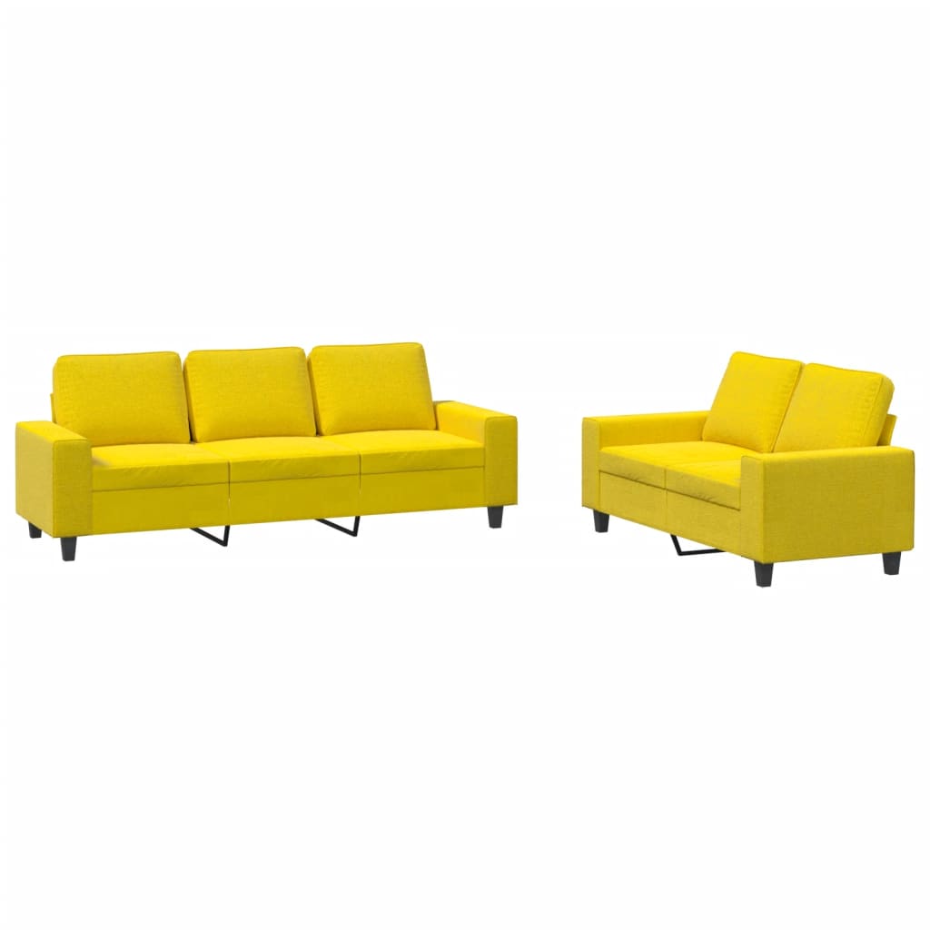 Set di Divani 2 pz Giallo Chiaro in Tessuto | homemem39