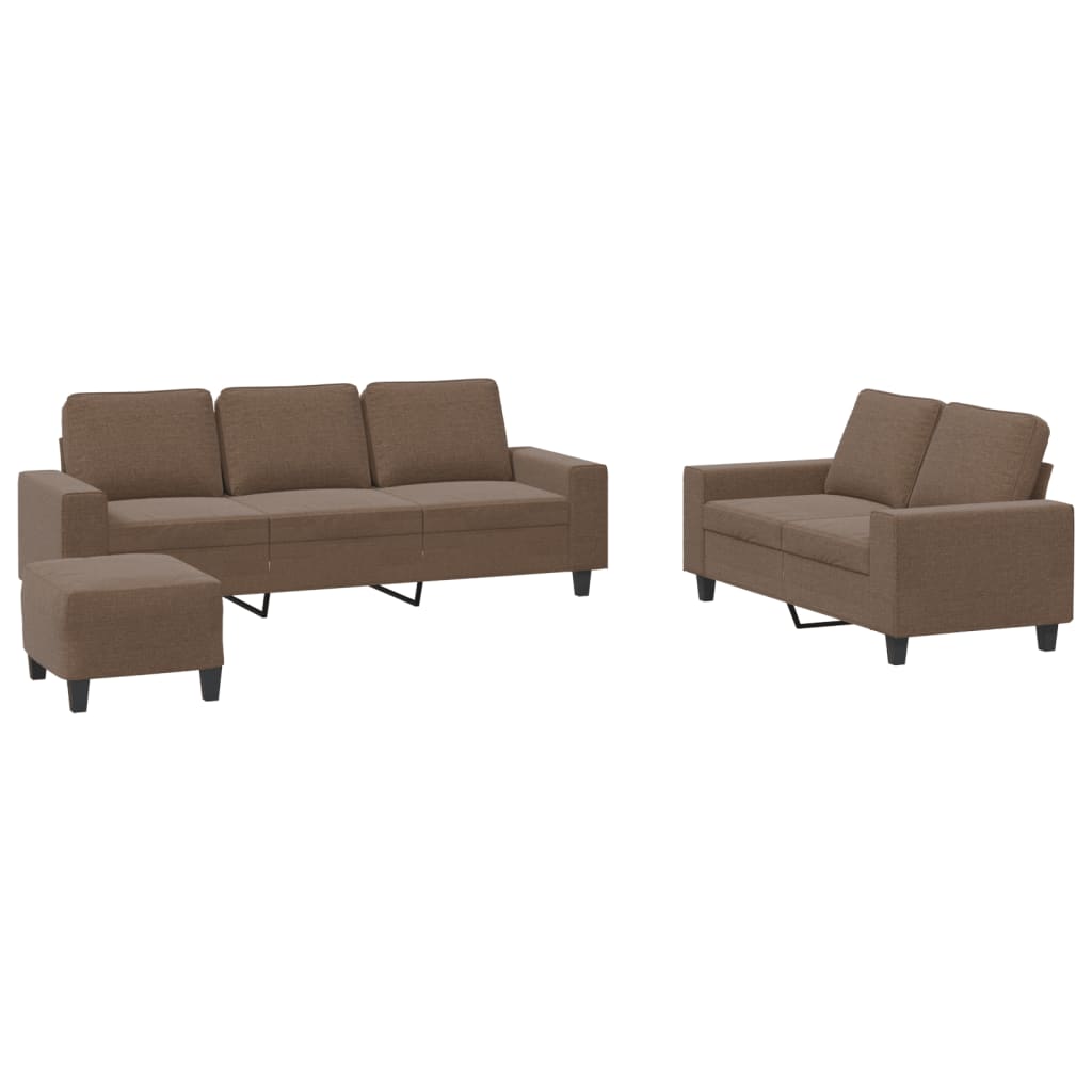 Set di Divani 3 pz Marrone in Tessuto | homemem39