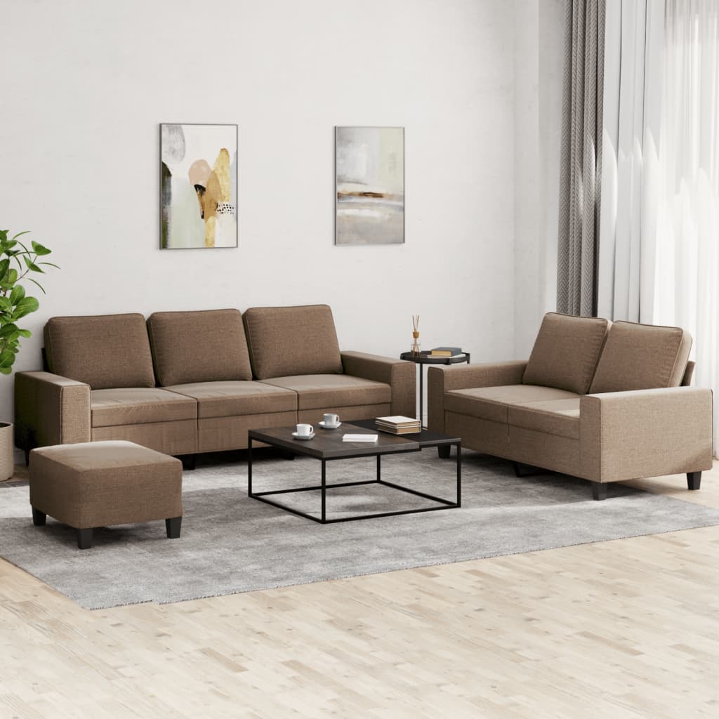Set di Divani 3 pz Marrone in Tessuto | homemem39