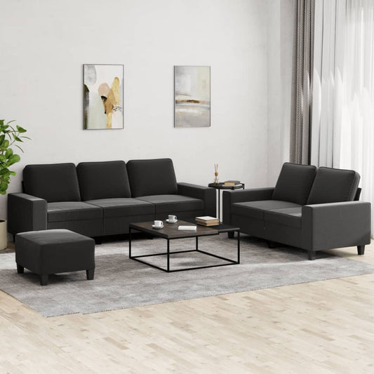 Set d Divani 3 pz Nero in Tessuto | homemem39