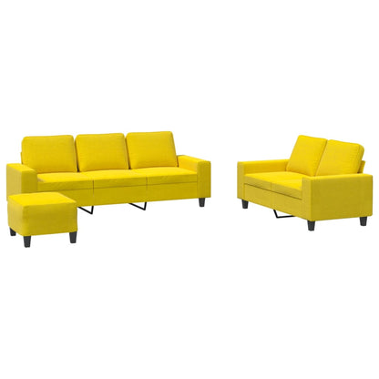 Set di Divani 3 pz Giallo Chiaro in Tessuto | homemem39