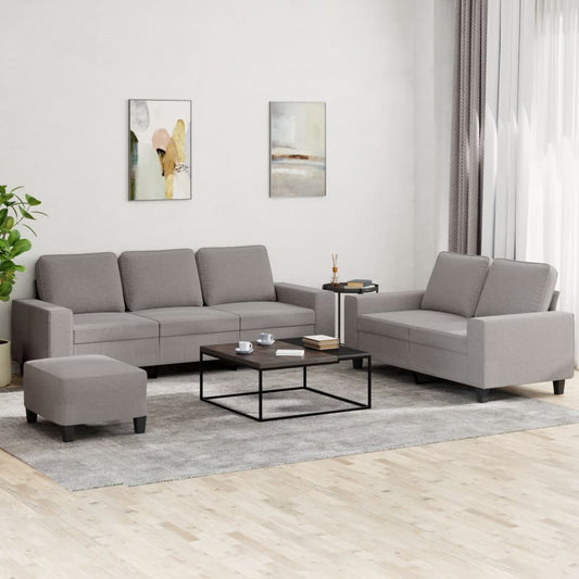 Set di Divani 3 pz Tortora in Tessuto | homemem39
