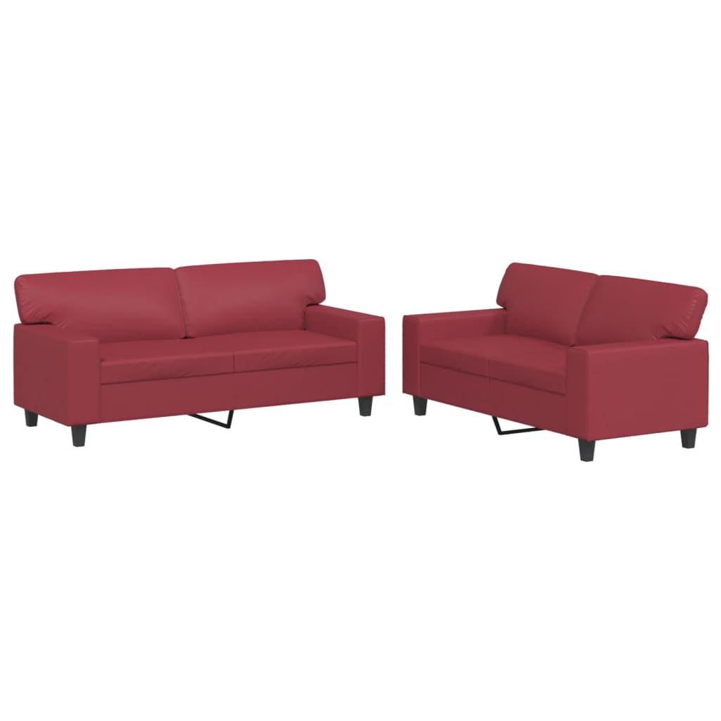 Set di Divani 2 pz Rosso Vino in Similpelle - homemem39