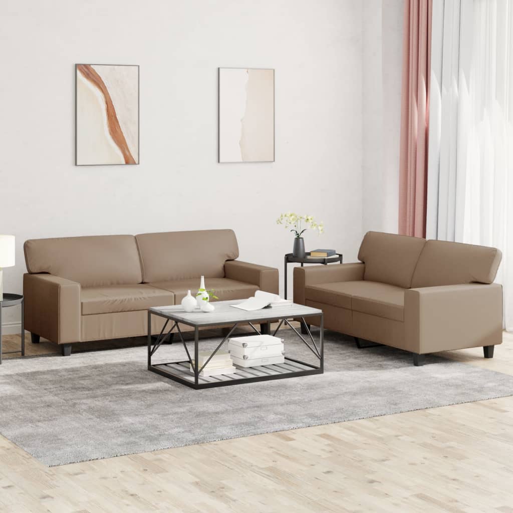 Set di Divani 2 pz Cappuccino in Similpelle | homemem39