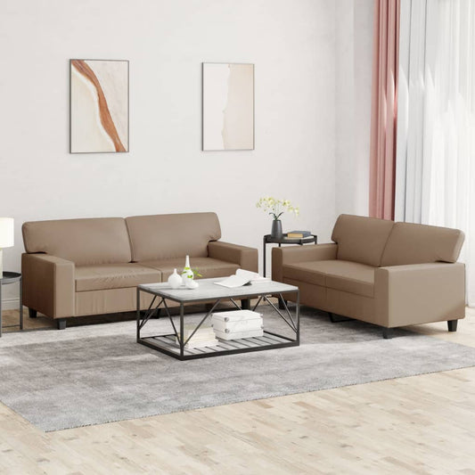 Set di Divani 2 pz Cappuccino in Similpelle | homemem39