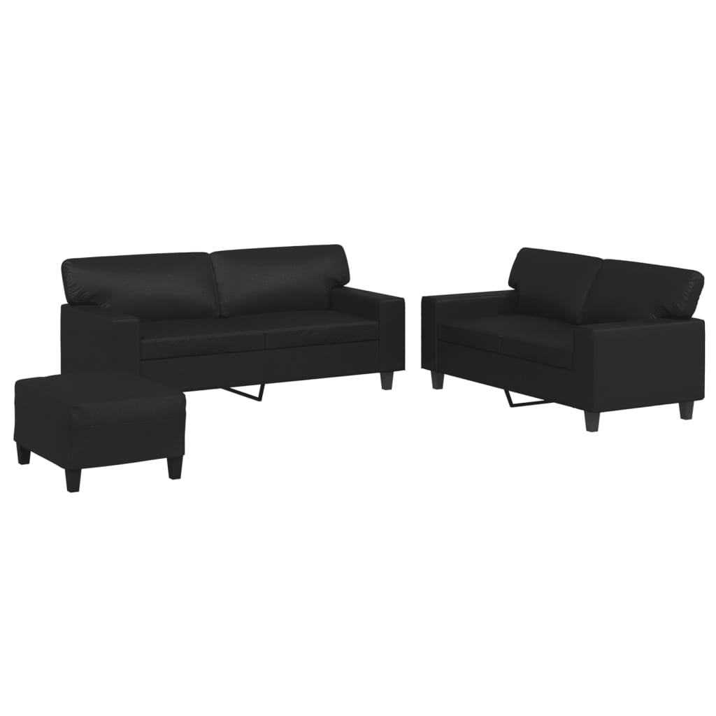 Set di Divani 3 pz Nero in Similpelle - homemem39