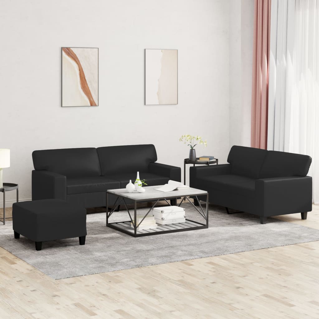 Set di Divani 3 pz Nero in Similpelle - homemem39