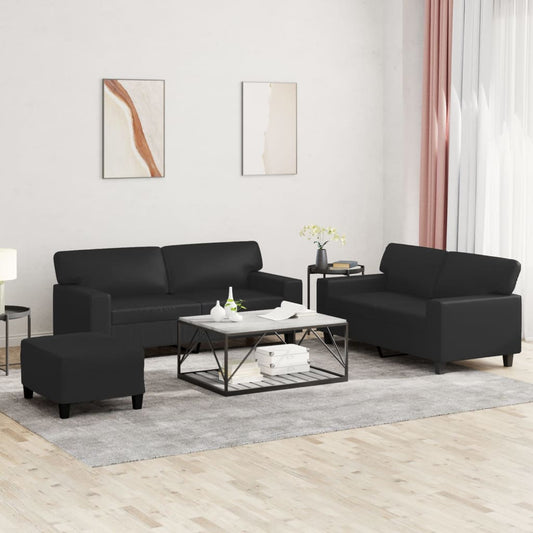 Set di Divani 3 pz Nero in Similpelle - homemem39