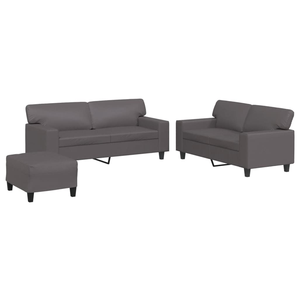 Set di Divani 3 pz Grigio in Similpelle | homemem39