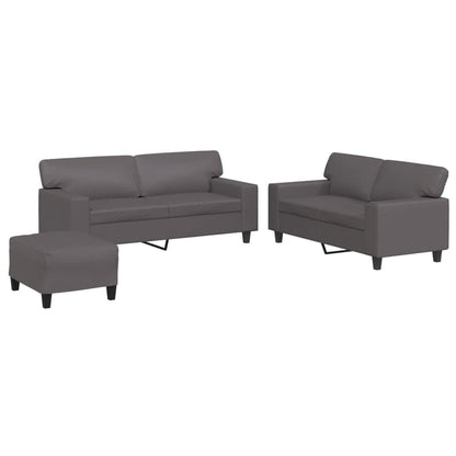 Set di Divani 3 pz Grigio in Similpelle | homemem39