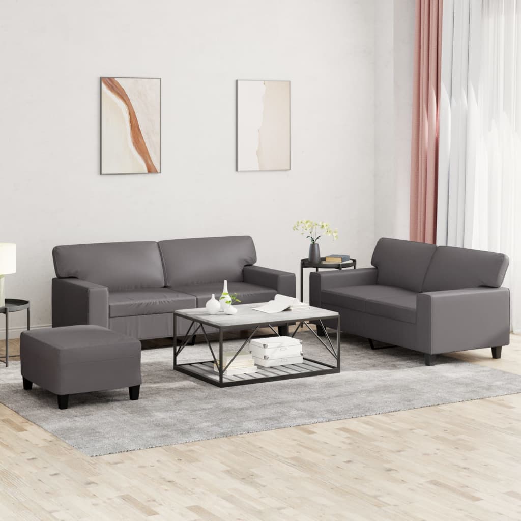 Set di Divani 3 pz Grigio in Similpelle | homemem39