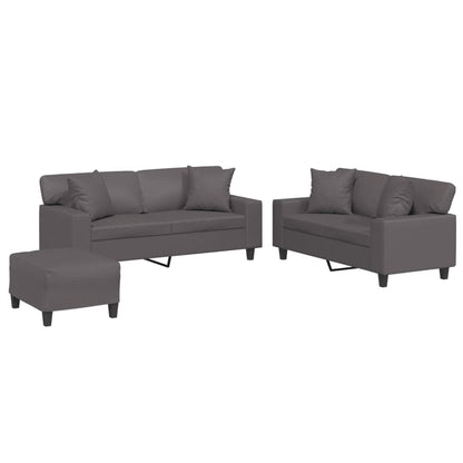 Set di Divani 3 pz con Cuscini Grigio in Similpelle | homemem39