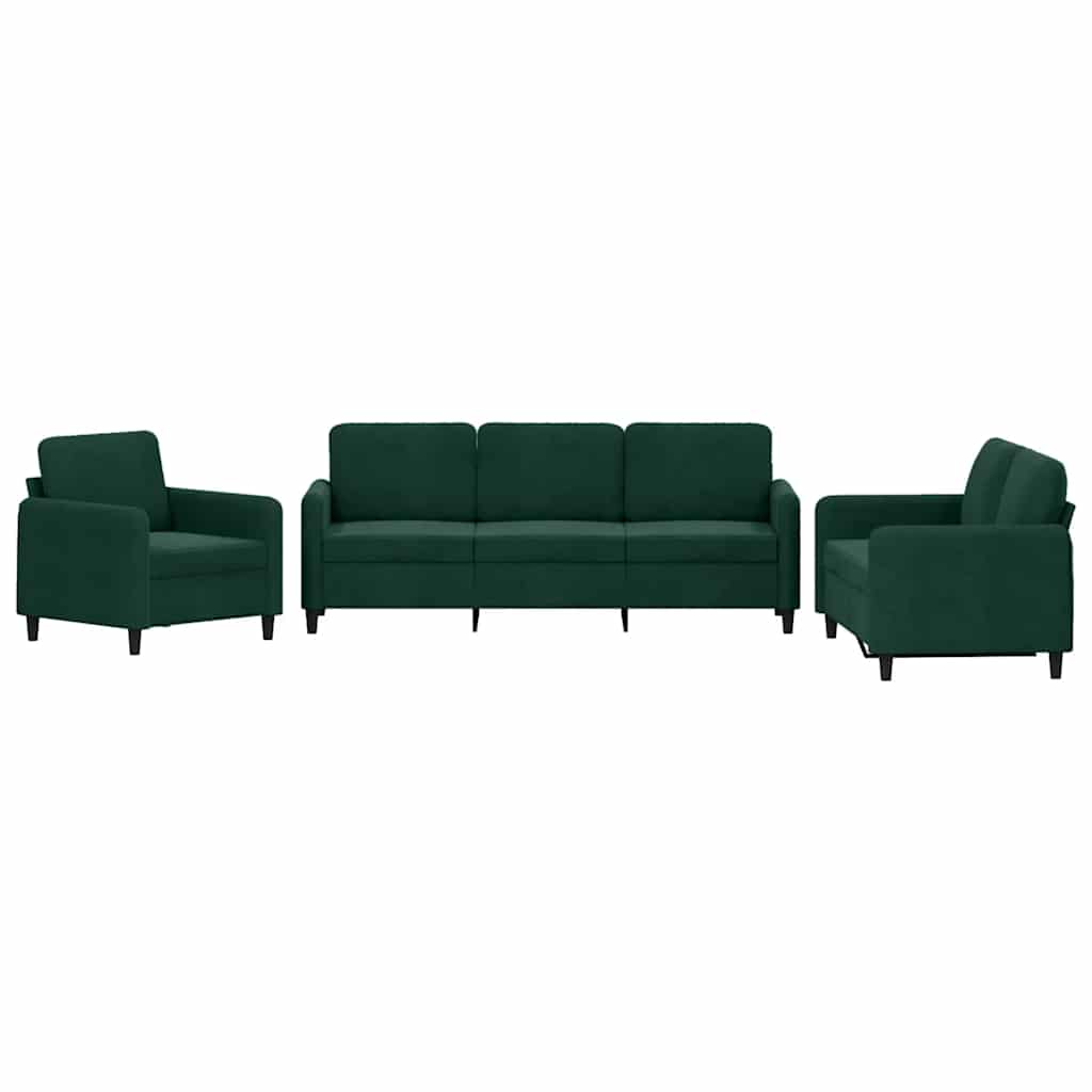 Set di Divani 3 pz Verde Scuro in Velluto | homemem39