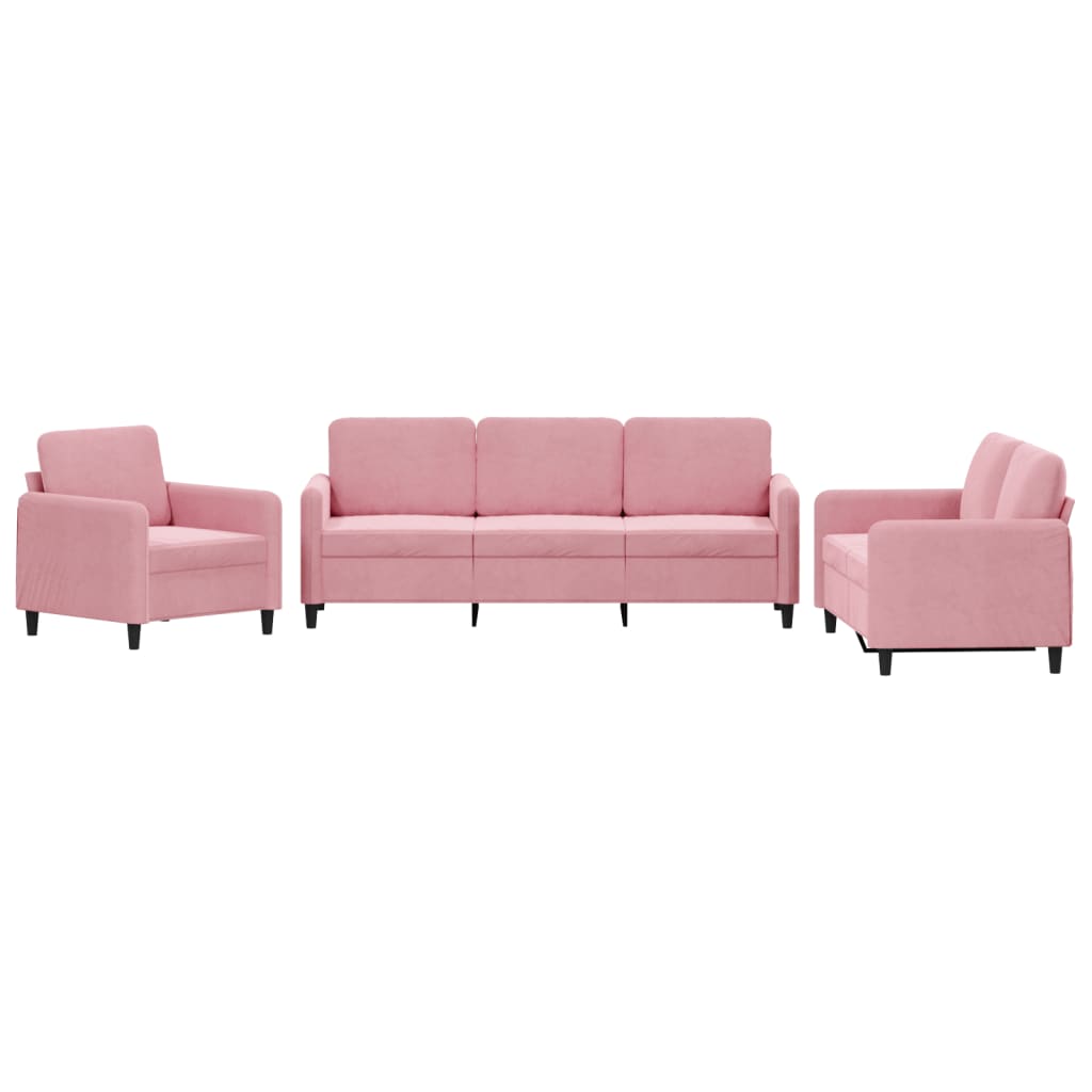 Set di Divani 3 pz Rosa in Velluto - homemem39